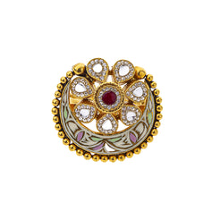 22K Yellow Gold, Kundan & Ruby Cocktail Ring (6.5gm)