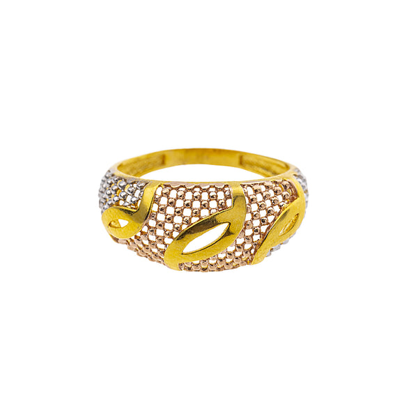 22K Multi-Tone Gold Cocktail Ring (3.6gm) | 



This luxurious 22k multi-tone gold ring by Virani Jewelers, accented by filigree details, com...