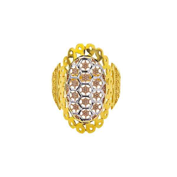 22K Multi-Tone Gold Cocktail Ring (4.2gm) | 



This stunning 22k multi-tone gold ring with sophisticated filigree work is a true embodiment ...