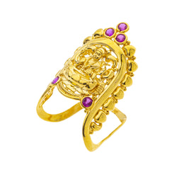 22K Yellow Gold Temple Vanki Ring w/ Ruby (4.3gm)