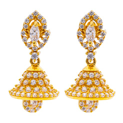 22K Yellow Gold & CZ Jhumki Earrings (6.7gm)