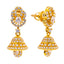 22K Yellow Gold & CZ Jhumki Earrings (6.6gm)