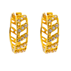 22K Yellow Gold & CZ Huggie Earrings (2gm)