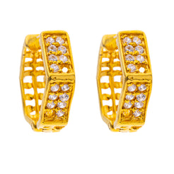 22K Yellow Gold & CZ Huggie Earrings (2.6gm)