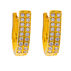 22K Yellow Gold & CZ Huggie Earrings (2.2gm)