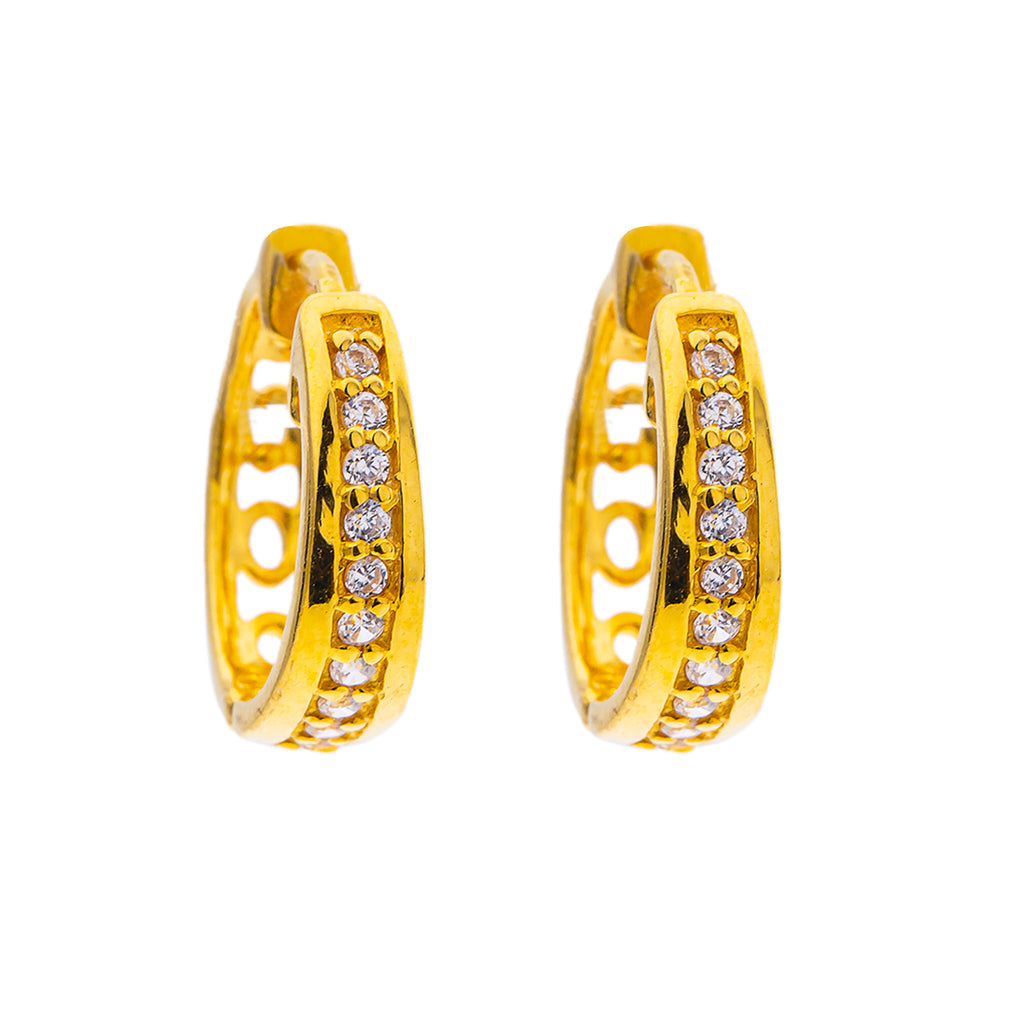 22K Yellow Gold & CZ Huggie Earrings (3.1gm) | 



These 22k yellow gold and cubic zirconia earrings are a luxurious expression of Indian gold a...