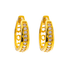 22K Yellow Gold & CZ Huggie Earrings (3.1gm)