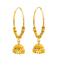 22K Yellow Gold Jhumki Hoop Earrings (17.7gm)