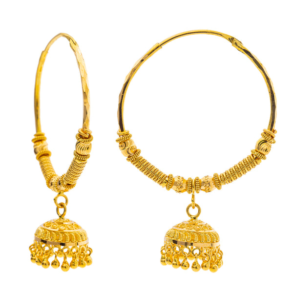 22K Yellow Gold Jhumki Hoop Earrings (17.7gm) | 



Step into sophistication with these 22k yellow gold Jhumki hoop earrings by Virani Jewelers, ...