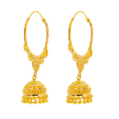 22K Yellow Gold Jhumki Hoop Earrings (9.2gm)