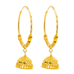 22K Yellow Gold Jhumki Hoop Earrings (15.5gm)