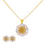 22K Multi-Tone Gold 20 inch Pendant Necklace Set w/ CZ (11.7gm)