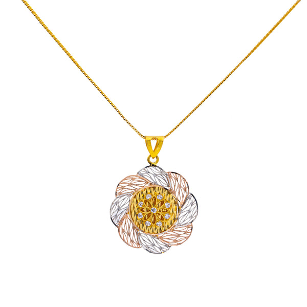 22K Multi-Tone Gold 18 inch Pendant Necklace Set w/ CZ (11.4gm) | 



With it's minimal design and stylish details, this 22k multi-tone gold necklace and earring s...