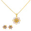 22K Multi-Tone Gold 18 inch Pendant Necklace Set w/ CZ (10.7gm)