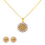 22K Multi-Tone Gold 18 inch Pendant Necklace Set w/ CZ (17gm)