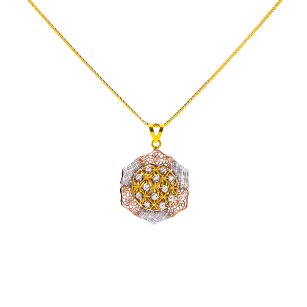 22K Multi-Tone Gold 18 inch Pendant Necklace Set w/ CZ (17gm) | 



Virani Jewelers' 22k multi-tone gold pendant necklace and earrings set exudes elegance and be...