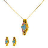 22K Yellow Gold 18 inch Pendant Necklace Set w/ CZ (10.2gm) | Redefine luxury with this 22k yellow gold pendant necklace set by Virani Jewelers', a fine gold j...