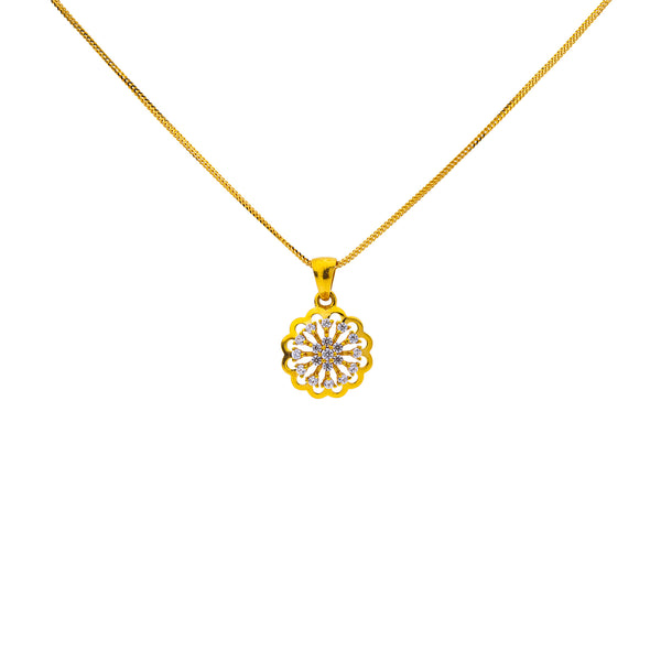 22K Yellow Gold 17 inch Pendant Necklace Set w/ CZ (7.2gm) | A treasure to cherish - this 22k yellow gold pendant necklace and earring set by Virani Jewelers ...