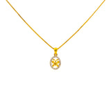 22K Yellow Gold 17 inch Pendant Necklace Set w/ CZ (6.9gm) | Embrace the classic elegance of this 22k yellow gold pendant necklace and earring set by Virani J...