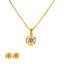 22K Yellow Gold 17 inch Pendant Necklace Set w/ CZ (6.4gm)