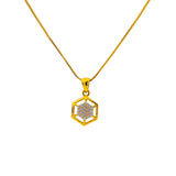 22K Yellow Gold 17 inch Pendant Necklace Set w/ CZ (6.4gm) | Adorn yourself with the sophisticated graced of this 22k yellow gold pendant necklace set by Vira...