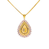 22K Yellow Gold 20 inch Pendant Necklace Set w/ CZ (23.03gm) | This 22k yellow gold pendant necklace and earring set by Virani Jewelers blends the elegance of I...