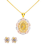 22K Yellow Gold 20 inch Pendant Necklace Set w/ CZ (17gm) | Discover unmatched luxury of this 22k yellow gold pendant necklace set by Virani Jewelers - the p...