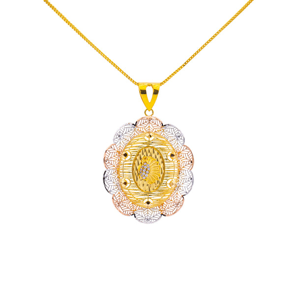 22K Yellow Gold 20 inch Pendant Necklace Set w/ CZ (17gm) | Discover unmatched luxury of this 22k yellow gold pendant necklace set by Virani Jewelers - the p...