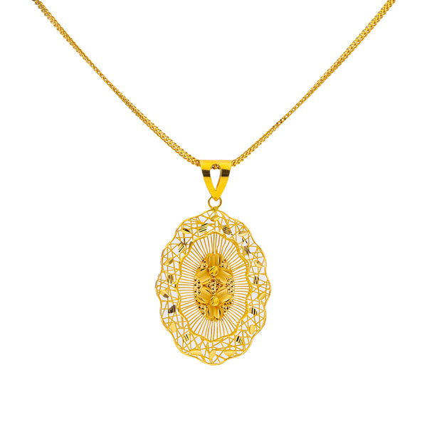 22K Yellow Gold 20 inch Pendant Necklace (13.6gm) | With it's simple design and stylish details, this 22k yellow gold necklace by Virani Jewelers is ...