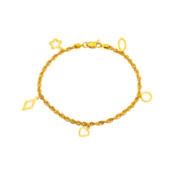 22K Yellow Gold 7 inch Charm Bracelet (3.5gm)