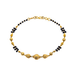 22K Yellow Gold & Black Bead 7 inch Bracelet (5.9gm)