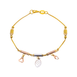 22K Multi-Tone Gold 7 inch Beaded Bracelet (4.8gm)