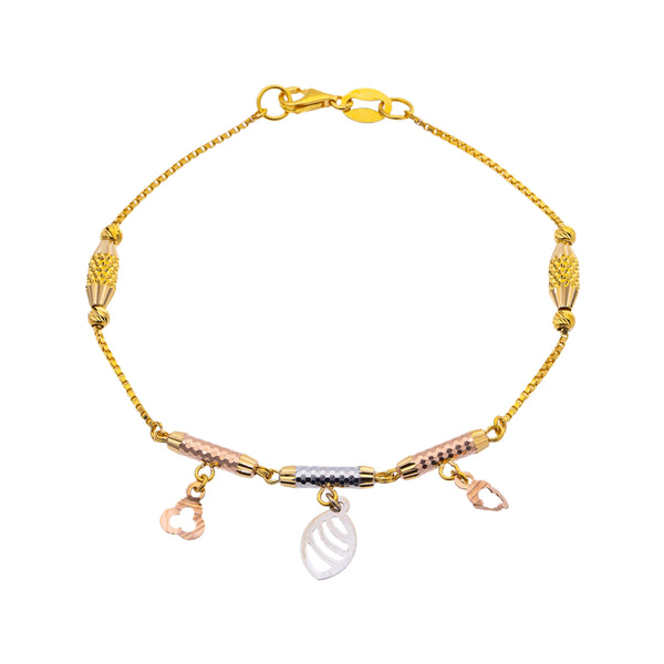 22K Multi-Tone Gold 7 inch Beaded Bracelet (4.8gm) | 



Radiate sophistication with this 22k multi-tone gold beaded bracelet by Virani Jewelers, a st...