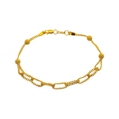 22K Yellow Gold 7 inch Beaded Bracelet (4.7gm)