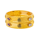 22K Yellow Gold Bangle Set of 2 w/ Kundan, Rubies, & CZ in Size 2.6 (46.4gm) | 



Shine in this alluring pair of two 22k yellow gold bangles by Virani Jewelers with exquisite ...