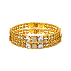 22K Yellow Gold & Kundan Bangle Set of 2 in Size 2.6 (33.4gm)