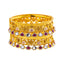 22K Yellow Gold, Kundan, Ruby, & CZ Adjustable Bangle Set of 2 (73.7gm)