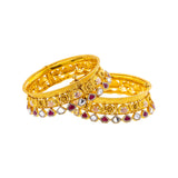 22K Yellow Gold, Kundan, Ruby, & CZ Adjustable Bangle Set of 2 (73.7gm) | 



Embrace the allure of Indian gold jewelry with this set of two 22k yellow gold bangles by Vir...