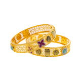 22K Yellow Gold, Emerald, Ruby, & CZ Bangle Set of 2 in Size 2.6 (44.2gm) | 



Celebrate the tradition of Indian gold jewelry craftsmanship with this set of two 22k yellow ...