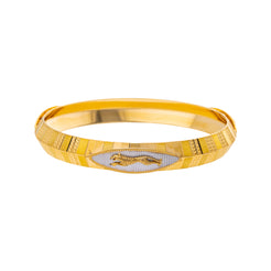 22K Yellow & White Gold Kada Bangle in Size 2.11 (38.4gm)