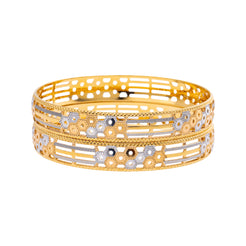 22K Yellow & White Gold Bangle Set of 2 in Size 2.6 (42.1 gm)