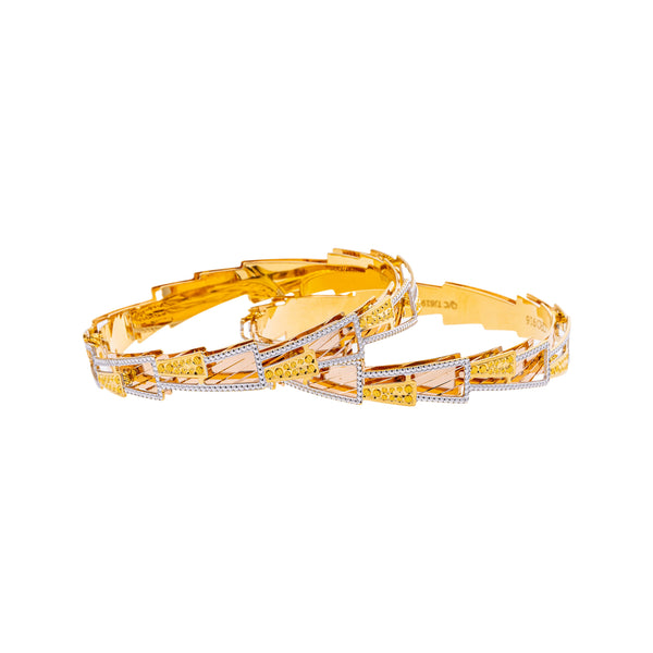 22K Yellow & White Gold Bangle Set of 2 in Size 2.6 (56 gm) | 



Add a touch of charm to your wrists with this set of two 22k yellow and white gold bangles by...