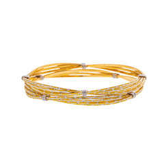 22K Yellow & White Gold Bangle Set of 2 in Size 2.8 (43 gm)