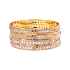 22K Yellow & White Gold Bangle Set of 4 in Size 2.8 (58.4 gm)