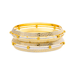 22K Yellow & White Gold Bangle Set of 2 in Size 2.11 (58.4 gm)