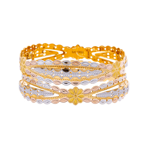 22K Yellow & White Gold Bangle Set of 2 in Size 2.6 (48.6 gm) | 



Enhance your style with this pair of 22k yellow and white gold bangles by Virani Jewelers, de...