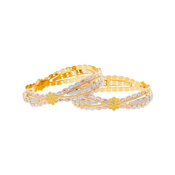 22K Yellow & White Gold Bangle Set of 2 in Size 2.6 (48.6 gm) | 



Enhance your style with this pair of 22k yellow and white gold bangles by Virani Jewelers, de...