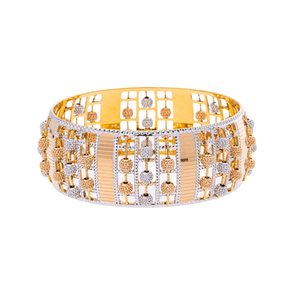 22K Yellow & White Gold Bangle in Size 2.6 (60.1 gm) | 



Add timeless charm to your jewelry collection with this beautiful 22k yellow and white gold b...