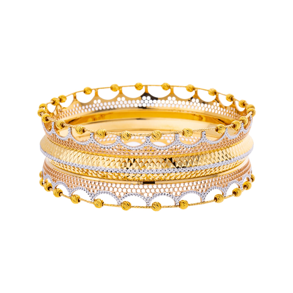 22K Yellow & White Gold Bangle in Size 2.8 (38.3 gm) | 



Embrace the tradition of Indian gold jewelry design with this 22k yellow and white gold bangl...