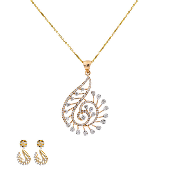 18K Multi-Tone Gold Pendant Necklace Set w/ 1.06 Carat Diamonds (10.2gm) | 



Radiate elegance with this 18k multi-tone gold and diamond pendant necklace set by Virani Jew...